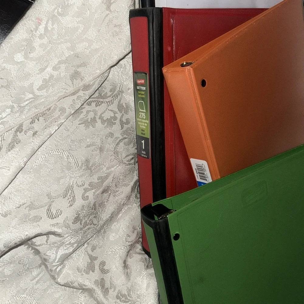 Staples Binder Set - Red, Orange, Green, White
